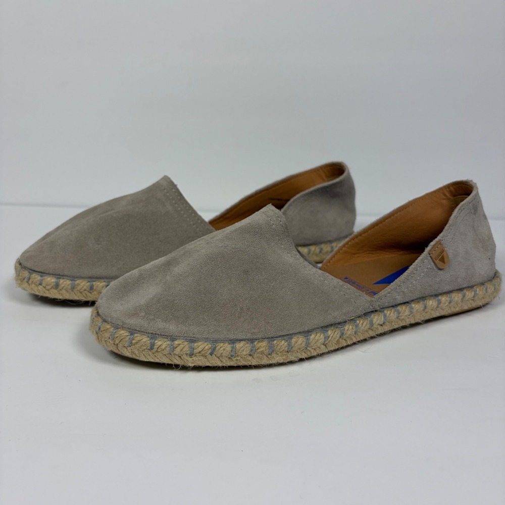 Verbenas Carmen Espadrilles Grey Suede Slip On Made in Spain Womens 38 7.5
